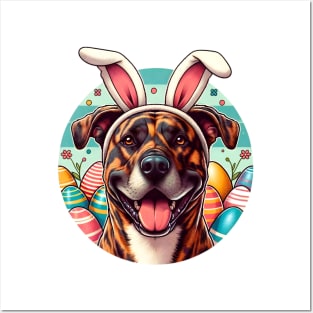 Treeing Tennessee Brindle Enjoys Easter with Bunny Ears Posters and Art